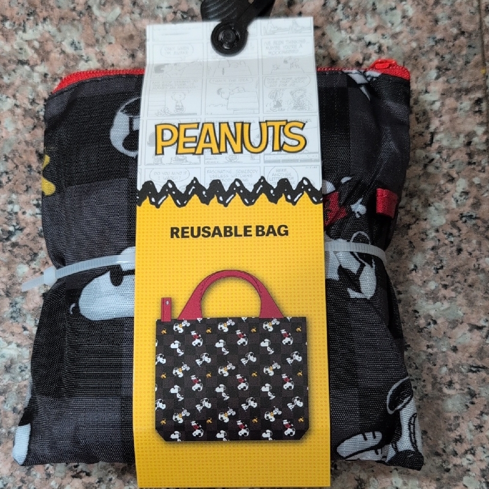 Peanuts Woodstock and Snoopy Joe Cool Allover Print Reusable Tote Bag